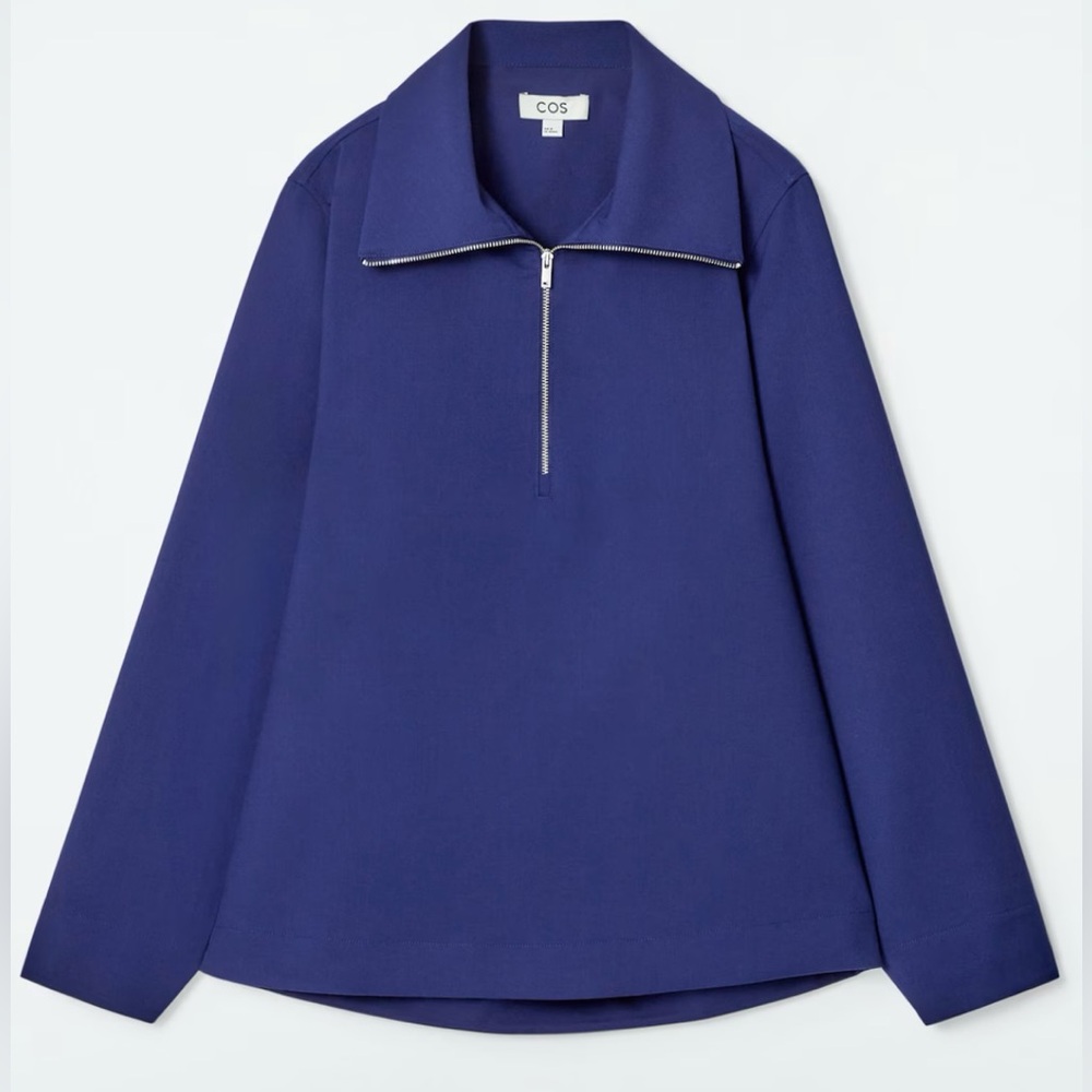 NEW WOOL-BLEND HALF-ZIP BLOUSE SIZE SMALL 4 US